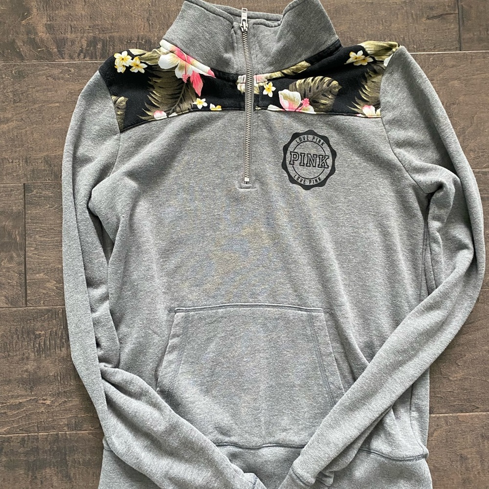 PINK floral zip up